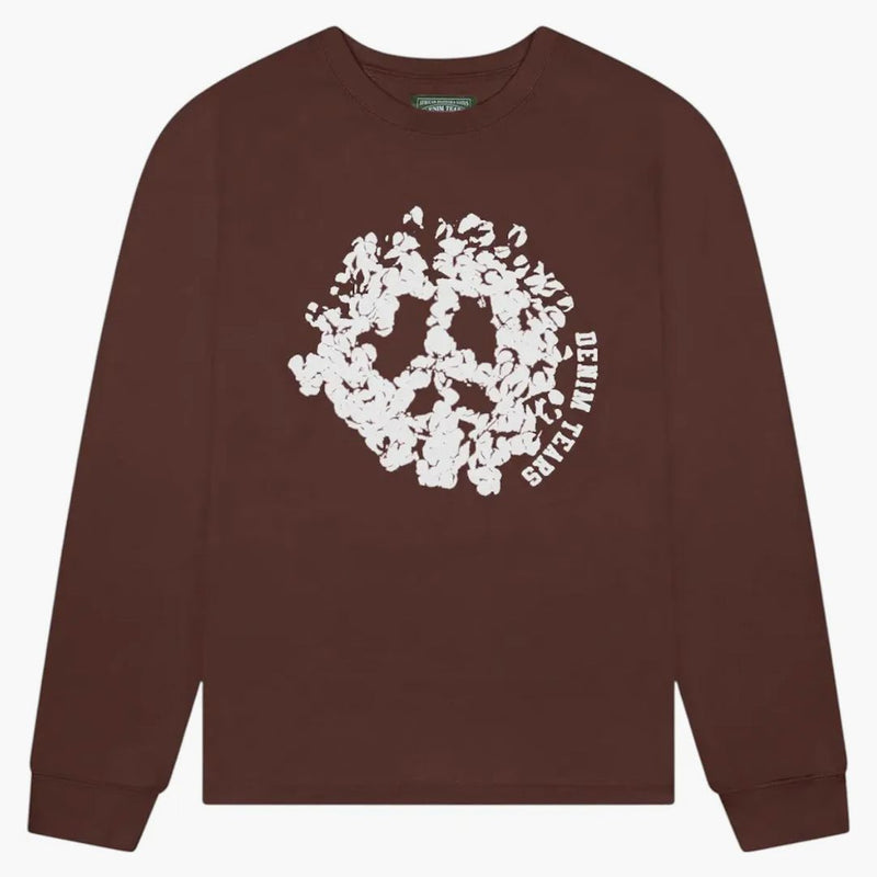 Denim tårar freden vrider långärmad tee brown