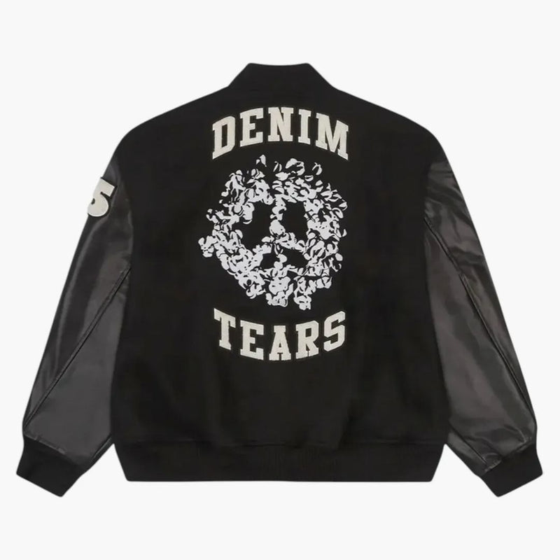 Denim Tears Peace Wreath Varsity Jacket Black