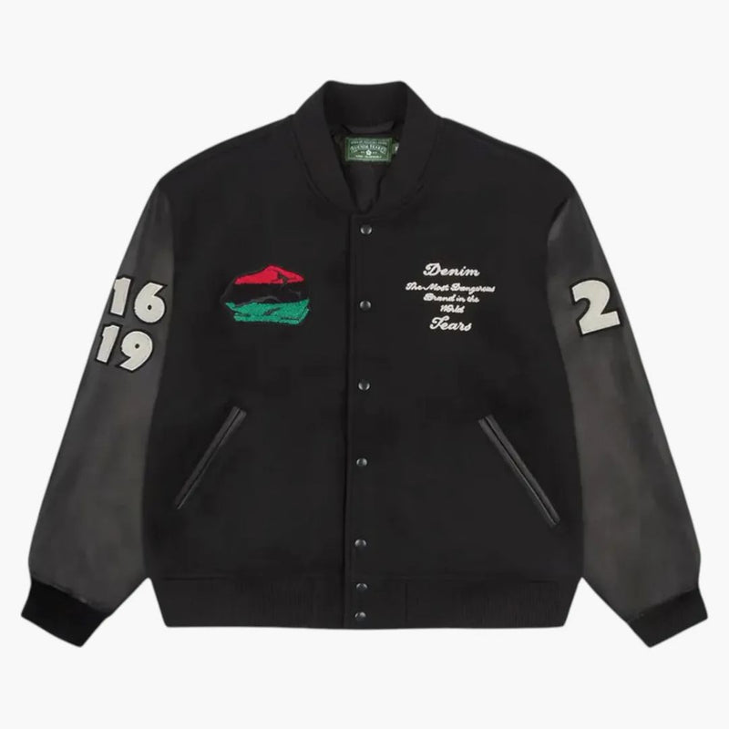 Denim Tears Peace Wreath Varsity Jacket Black