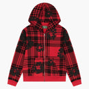 Denim Tears Plaid Cotton Wreath Zip Hoodie Red
