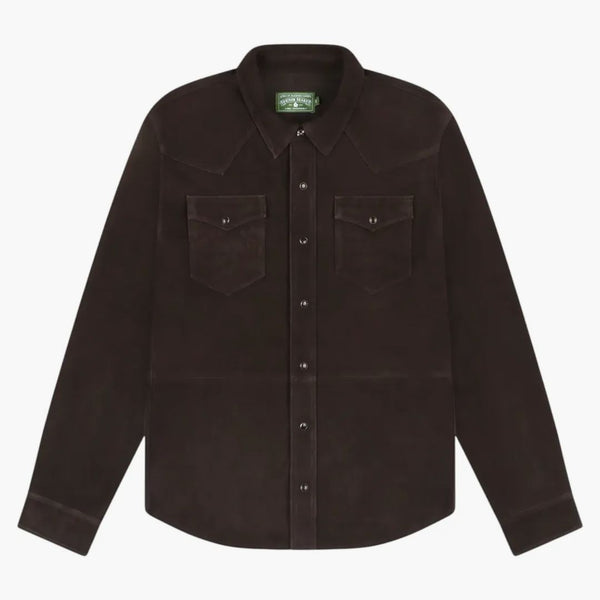 Denim Tears Suede Leather Western Shirt Coffee
