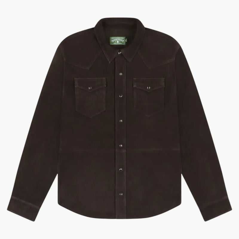 Denim Tears Suede Leather Western Shirt Coffee