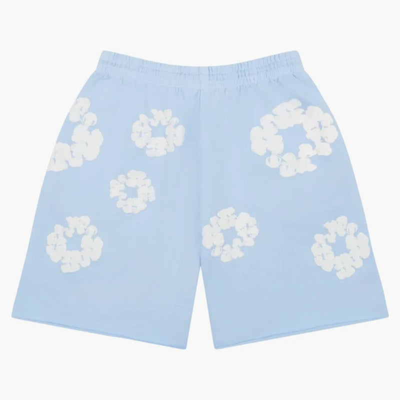 Denim rivar bomullskransens sweatshorts pulverblått