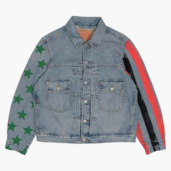 Denim tårar x cpfm 4 juli denim planerar jacka blå