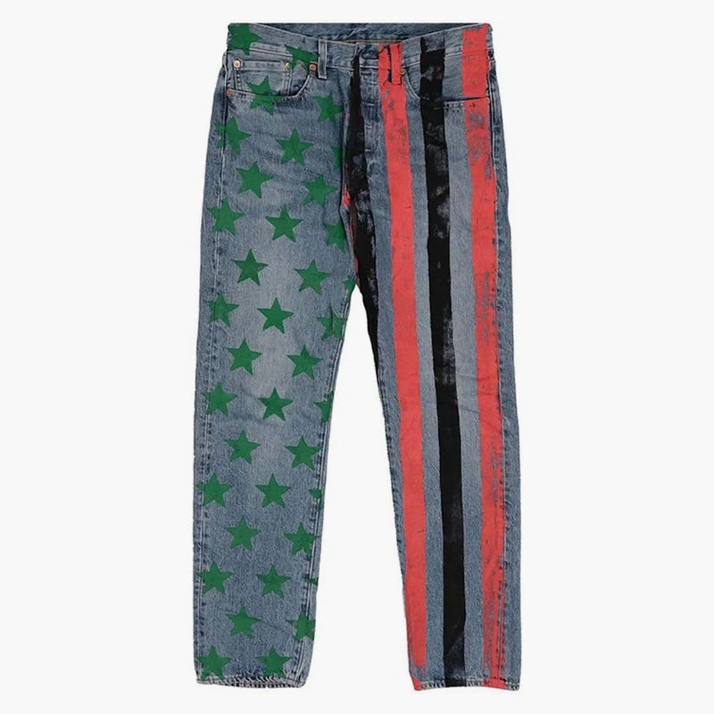 Denim tårar x cpfm 4 juli denim växt jeans blå