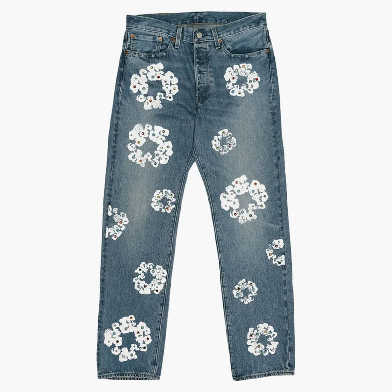 Denim Tears X Levis 501 bomullsstrass Wreat Jeans Indigo