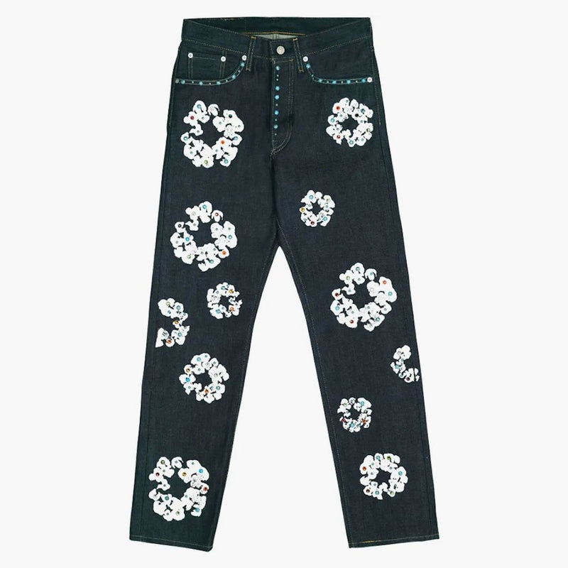 Denim Tears X Levis 501 bomullsstrass Wreat Jeans rå