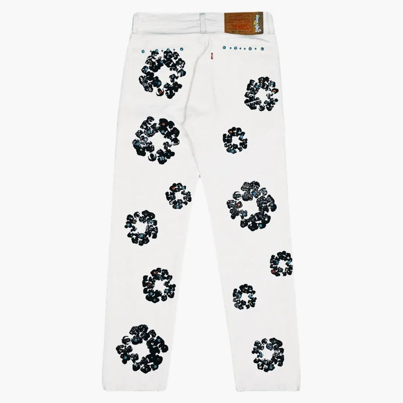 Denim Tears X Levis 501 bomullsstrass Wreat Jeans White