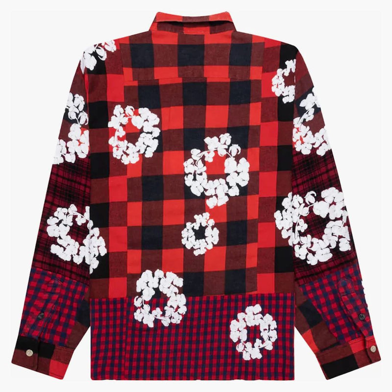 Džínové slzy x readymade check l/s tričko červené
