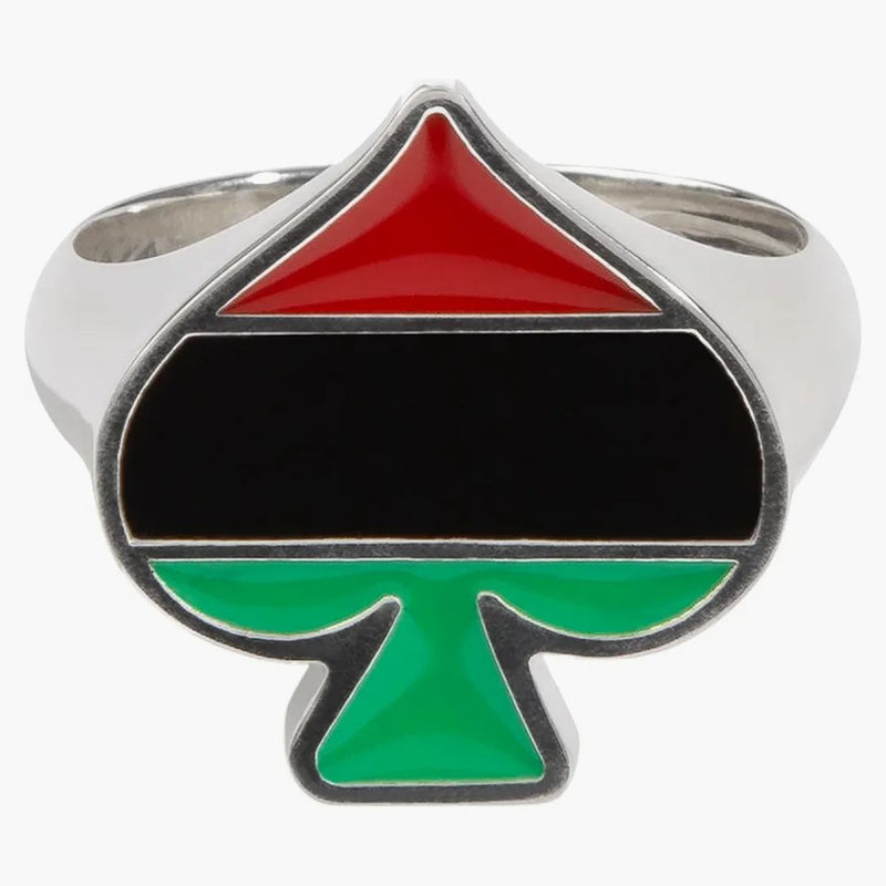 Džínovina slzy x Stussy RBG Spade Ring Silver