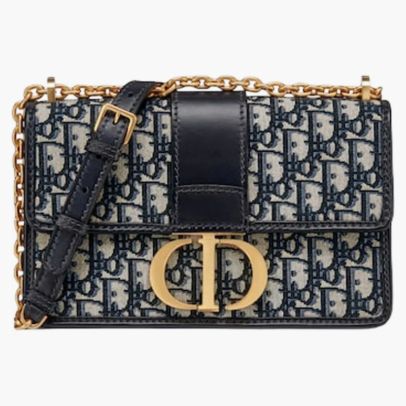 Dior 30 Montaigne Chain Bag di Dior Oblique Jacquard Blue