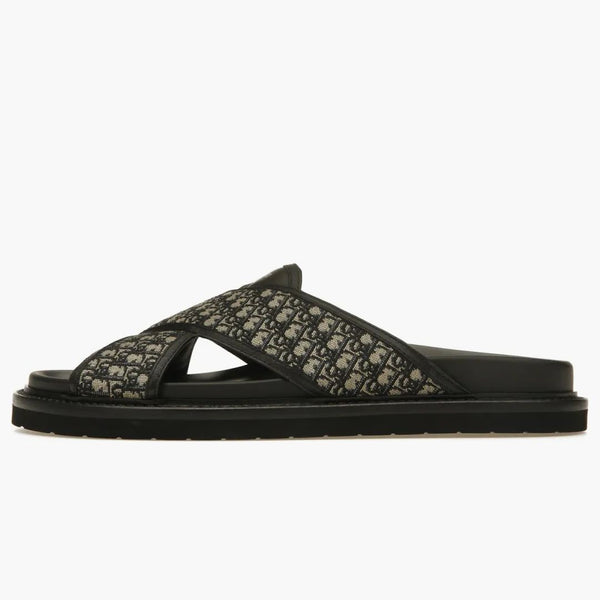 Dior Aqua Sandals Oblique Jacquard Navy Black
