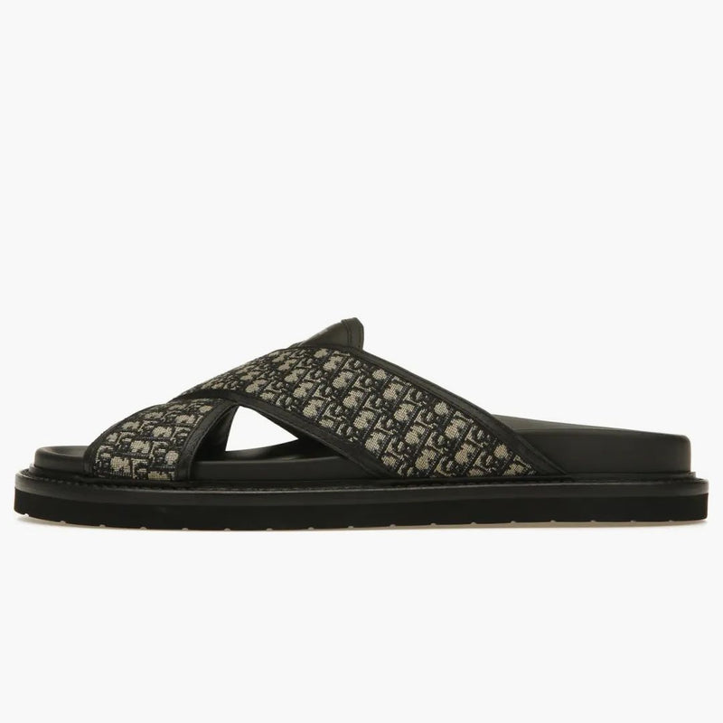 Dior Aqua Sandals Oblique Jacquard Navy Black