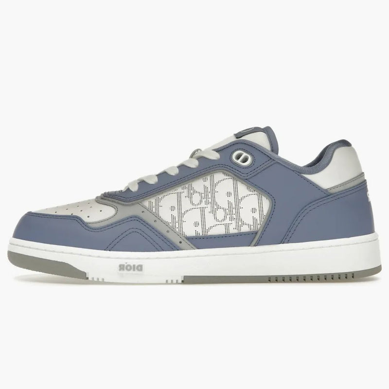 Dior B27 Low Pelle blu bianca di Galaxy obliquo