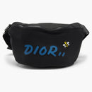 Dior X Kaws Belt Bag Blue Logo Nylon Black