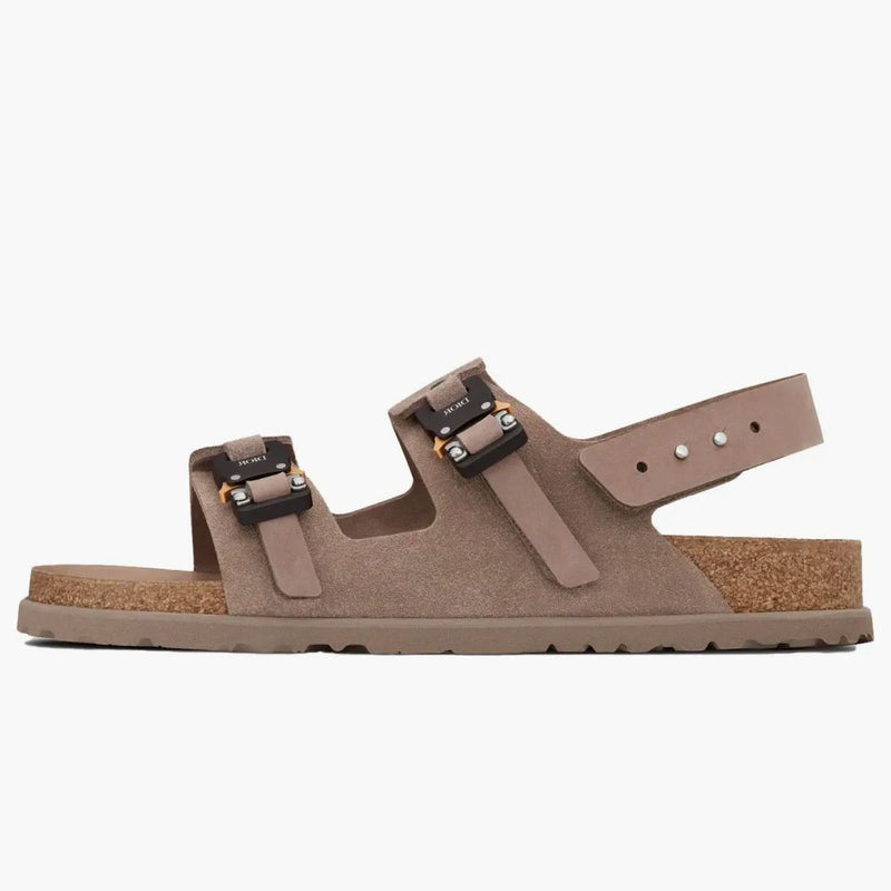Dior od Birkenstock Milano Sandal Sandal Brown Nubuck Calfskinskin