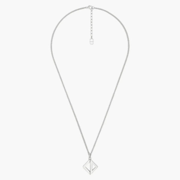 Dior CD Diamond Pendant Necklace Silver