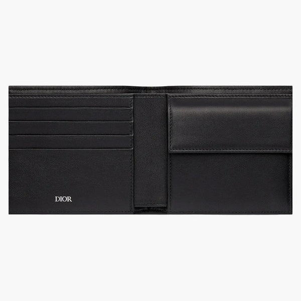 Dior Compact Wallet Beige And Black Dior Oblique Jacquard