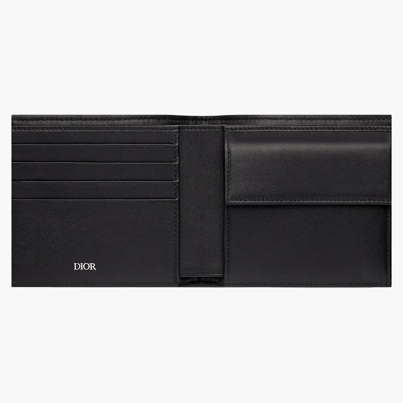Dior Compact Wallet Beige And Black Dior Oblique Jacquard
