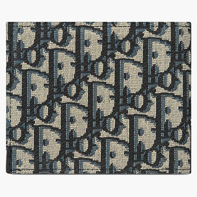 Dior Compact Wallet Beige And Black Dior Oblique Jacquard