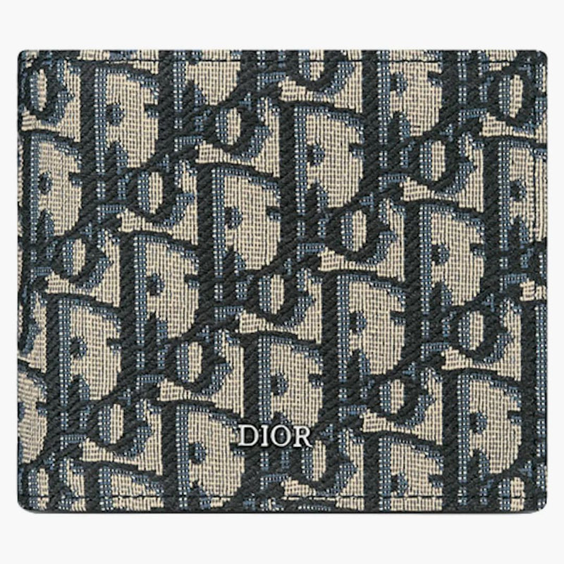 Dior Compact Wallet Beige And Black Dior Oblique Jacquard