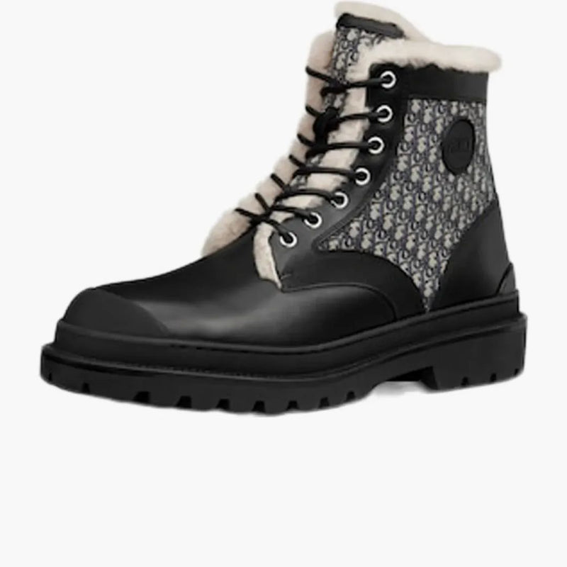 Dior Explorer Ankle Boot Black Beige Black Dior Oblique Jacquard