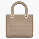 Dior Medium Lady D-Lite Bag Beige Cannage Embroidery