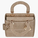 Dior Medium Lady D-Lite Bag Beige Cannage Embroidery
