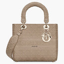Dior Medium Lady D-Lite Bag Beige Cannage Embroidery