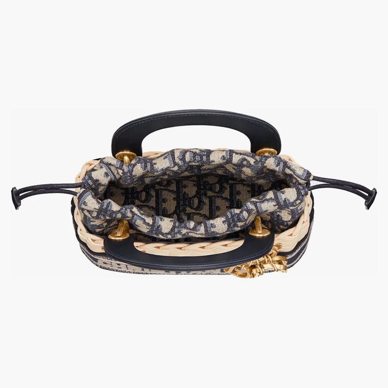 Bag di Dior Mini Lady Natural Wicker/Blue
