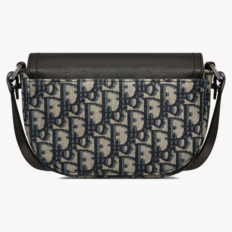 Dior Mini Saddle Messenger Bag with Flap Bege and Black Dior Oblique Jacquard with Black
