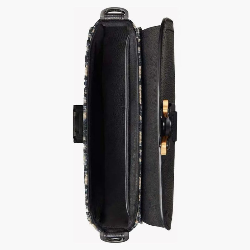 Dior Mini Saddle Messenger Bag with Flap Bege and Black Dior Oblique Jacquard with Black