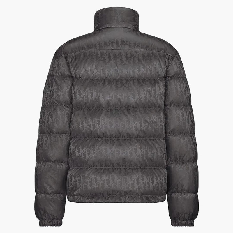Dior Oblique Down Jacket Gray Nylon Jacquard