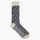 Dior Oblique Socks Navy Blue/black/beige Jacquard