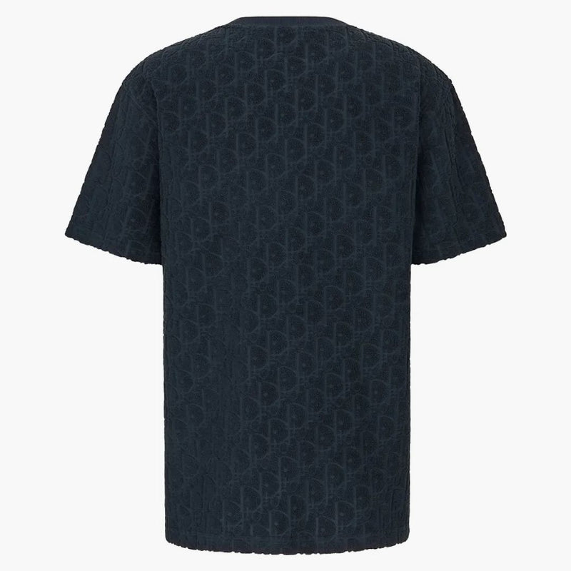 Dior Oversized Oblique T-shirt Navy Blue Terry Cotton Jacquard