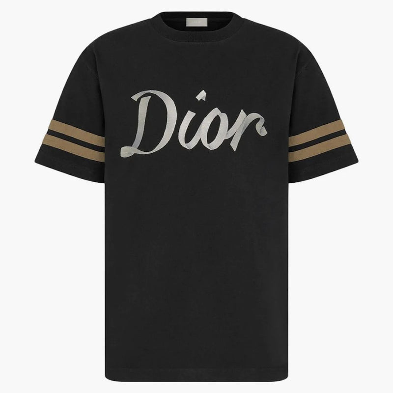 Dior Relaxaded Fit Ribbon Logo Tričko černé