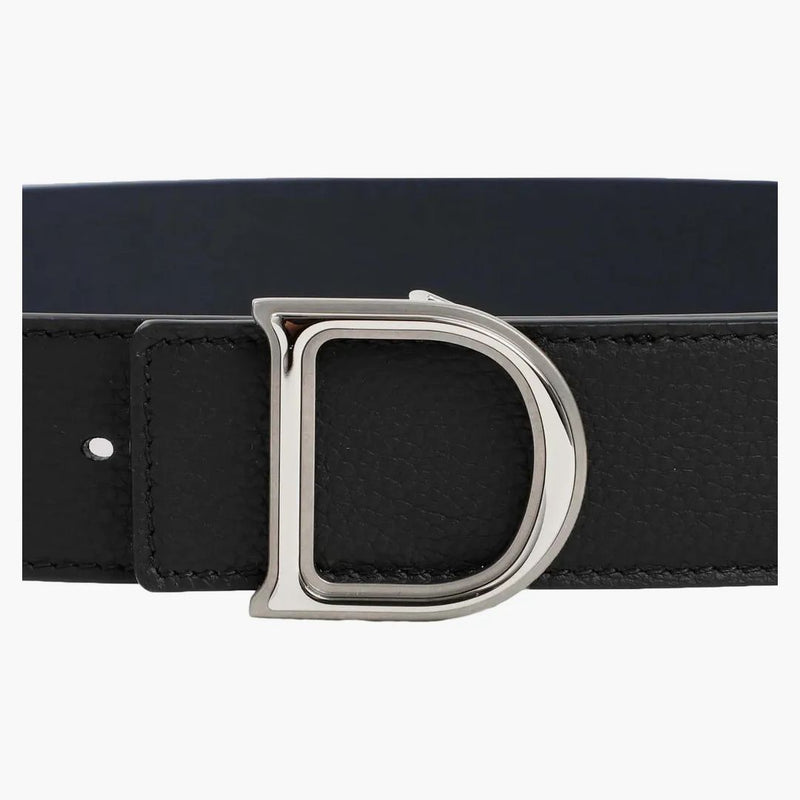 Dior Reversible 'my Cd' Grained Leather Belt Black/navy