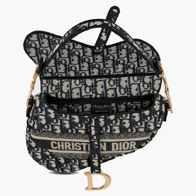 Dior Saddle Bag Dior Oblique Embroidery Blue