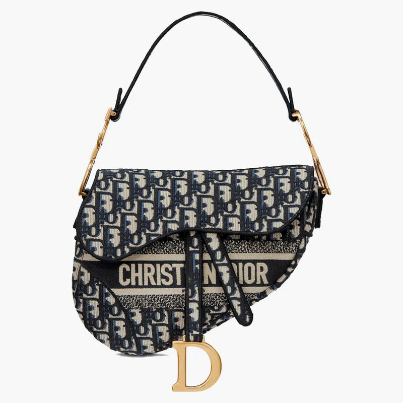 Dior Saddle Bag Dior Oblique Embroidery Blue