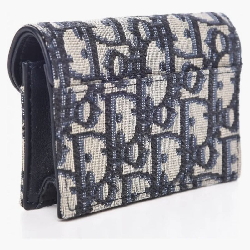 Dior Saddle Card Holder Oblique Blue