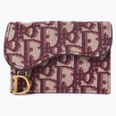 Dior Saddle Card Holder Oblique Burgundy