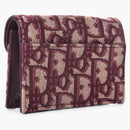 Dior Saddle Card Holder Oblique Burgundy