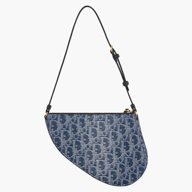 Dior Saddle Rodeo Pouch Blue Denim Dior Oblique Jacquard