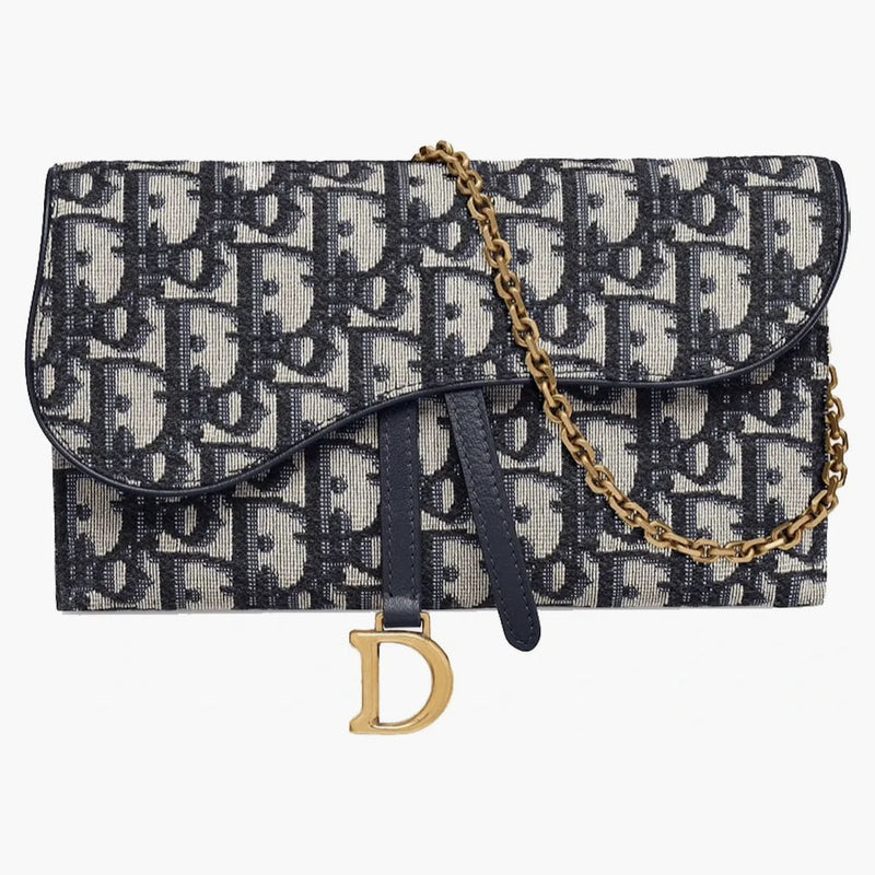 Dior Saddle Wallet Oblique (6 Card Slot) Blue