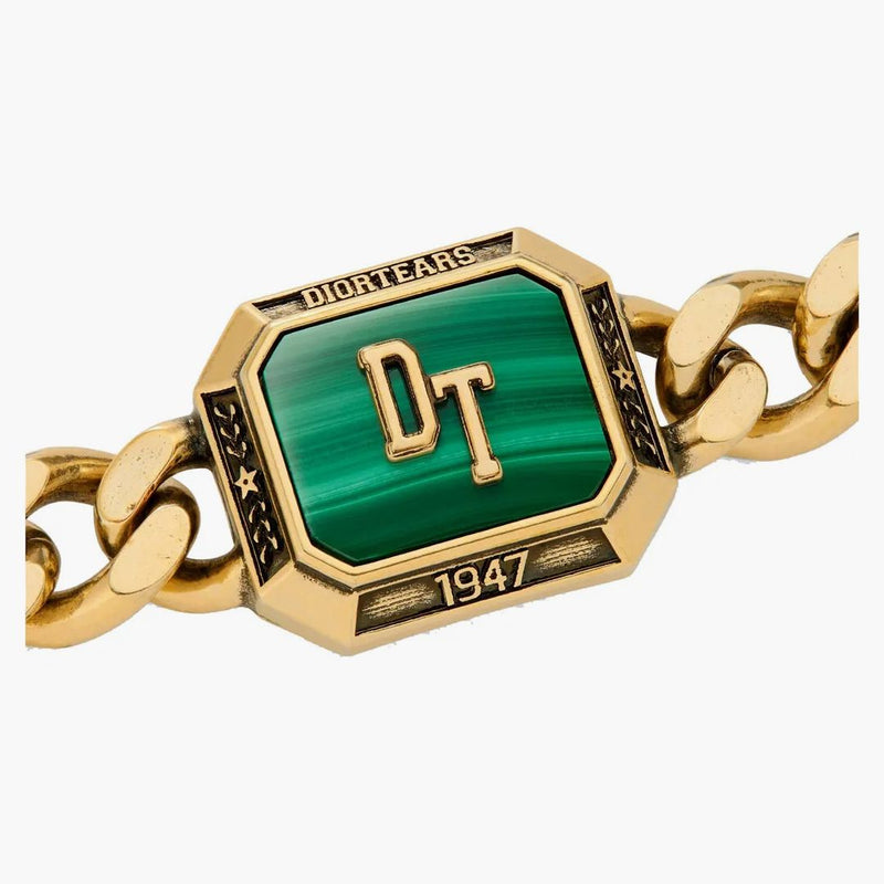 Řetězec slzy Dior Link Gold Gold/Malachit