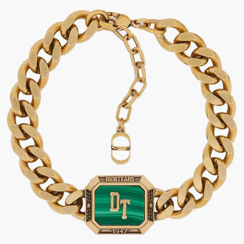 Řetězec slzy Dior Link Gold Gold/Malachit