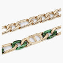 Dior Tears Chain Link Necklace Gold/Green