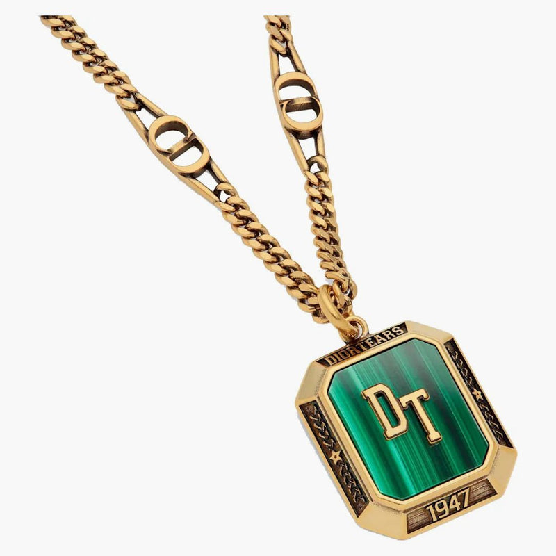 Dior Tears Pendant Necklace Gold/malachite