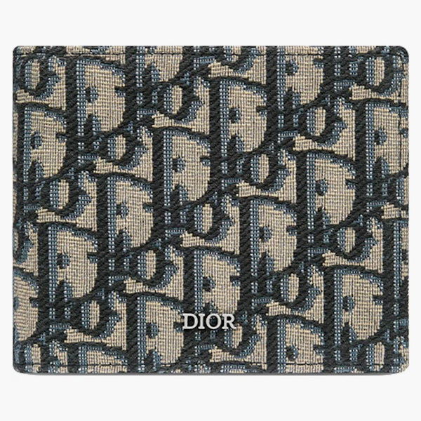 Dior Wallet Beige And Black Dior Oblique Jacquard