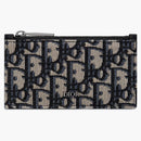 Dior Zipped Card Holder Oblique Jacquard Beige/Black